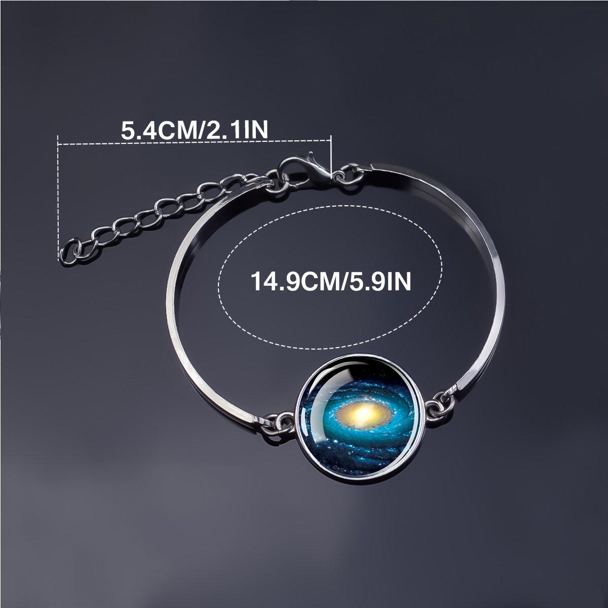 Galaxy Spiral Nebula Pendant Bracelet for Men and Women, Adjustable